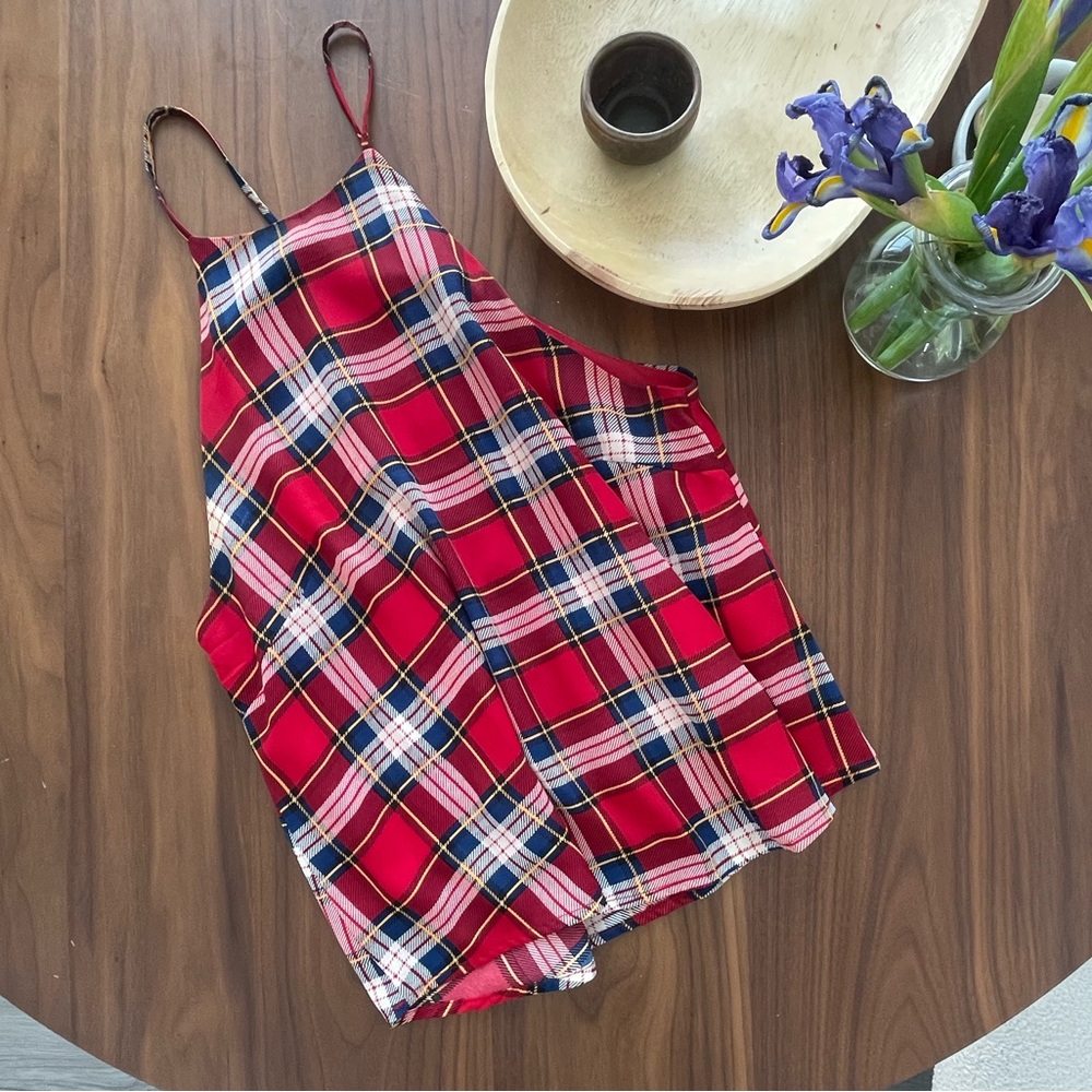 Vibrant Red Plaid Sleeveless Top
